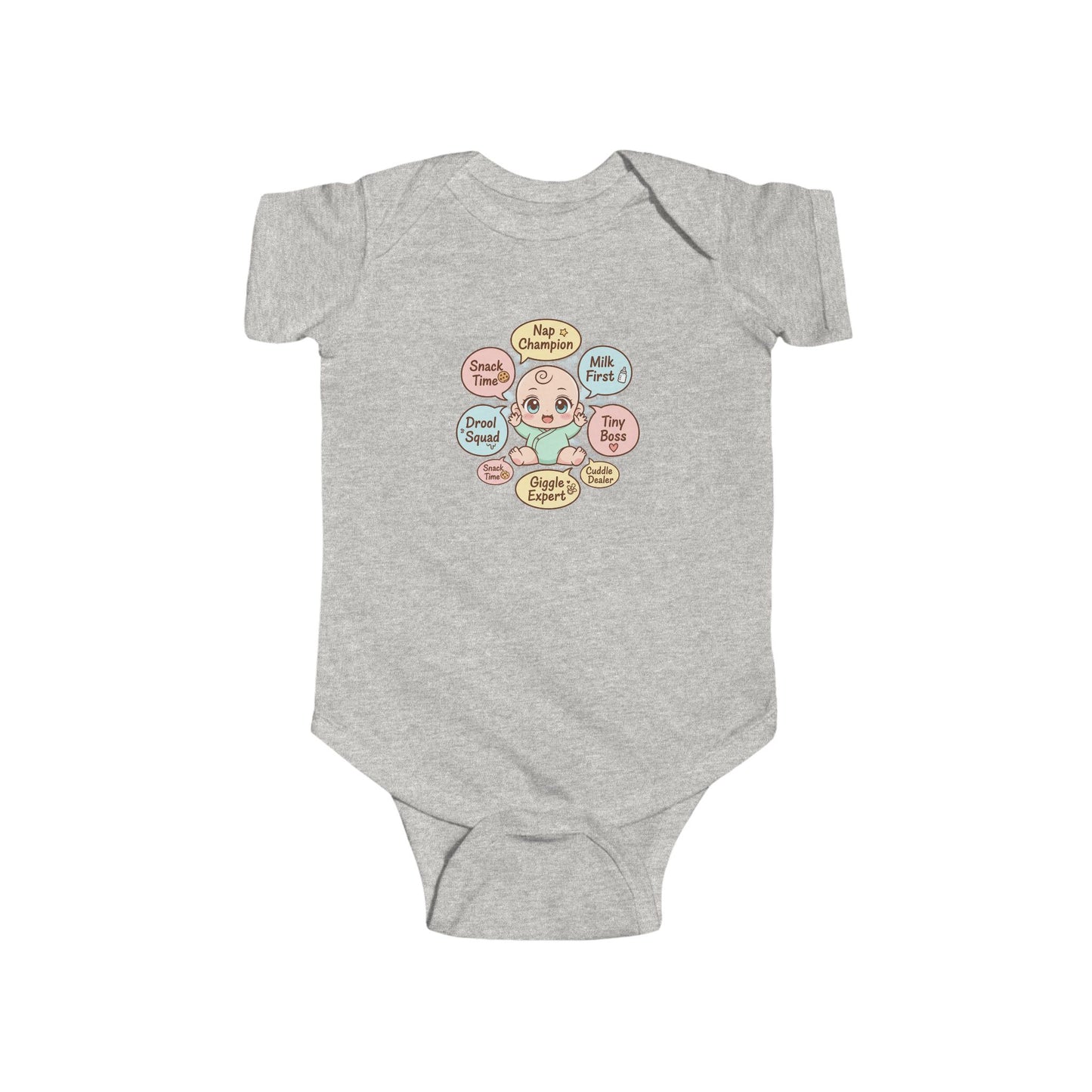 Baby Bodysuit — Cute Conversation Bubbles Design ("Beep Boop", "I'm New Here")