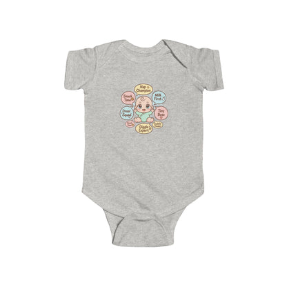 Baby Bodysuit — Cute Conversation Bubbles Design ("Beep Boop", "I'm New Here")