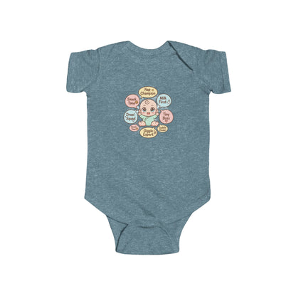 Baby Bodysuit — Cute Conversation Bubbles Design ("Beep Boop", "I'm New Here")