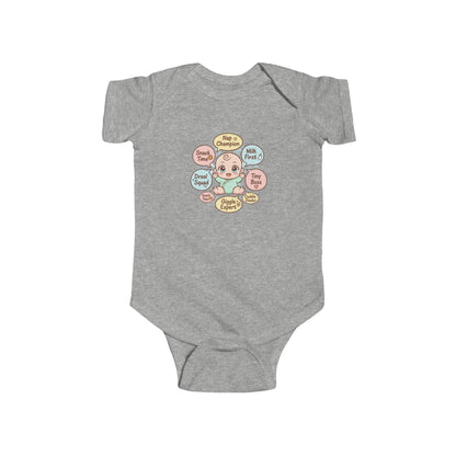 Baby Bodysuit — Cute Conversation Bubbles Design ("Beep Boop", "I'm New Here")