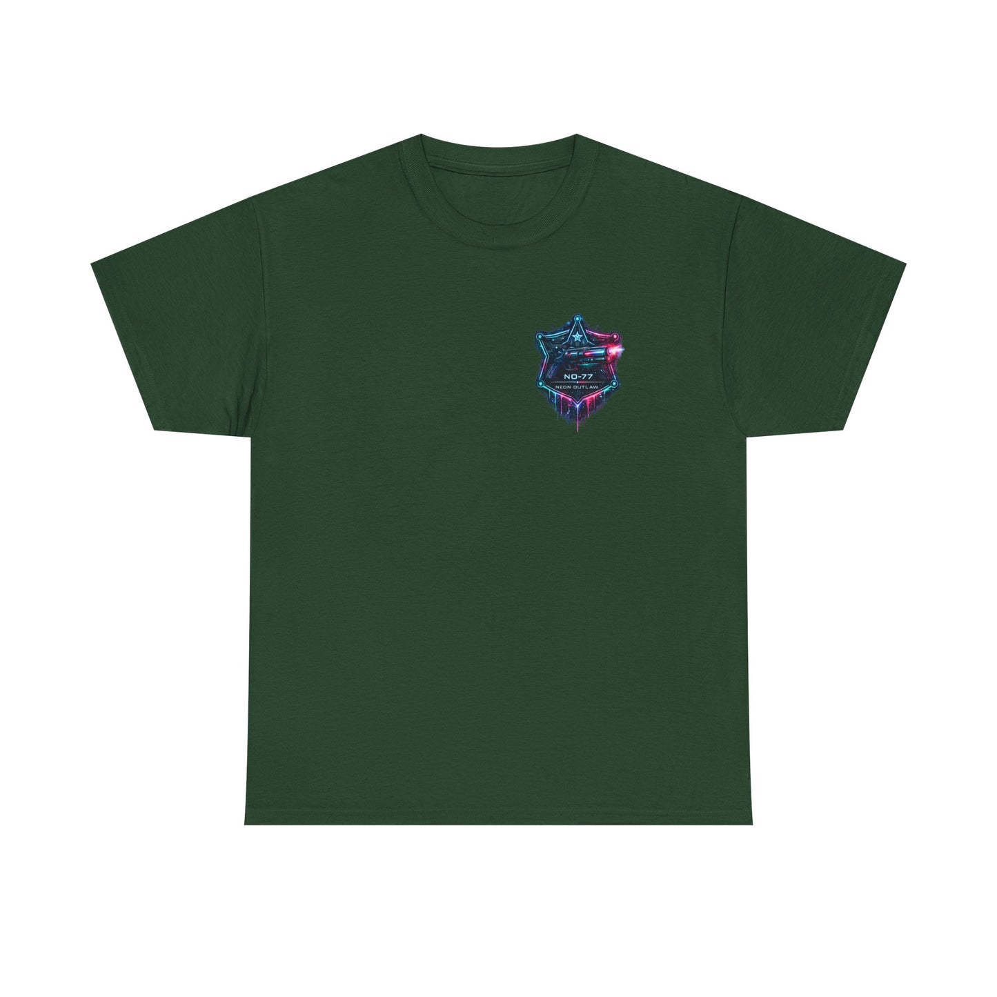 Neon Outlaw Cyberpunk T-Shirt | Futuristic Bounty Hunter Graphic Tee, Sci-Fi Streetwear Shirt
