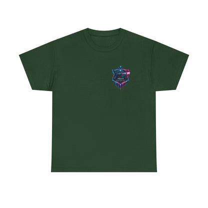 Neon Outlaw Cyberpunk T-Shirt | Futuristic Bounty Hunter Graphic Tee, Sci-Fi Streetwear Shirt