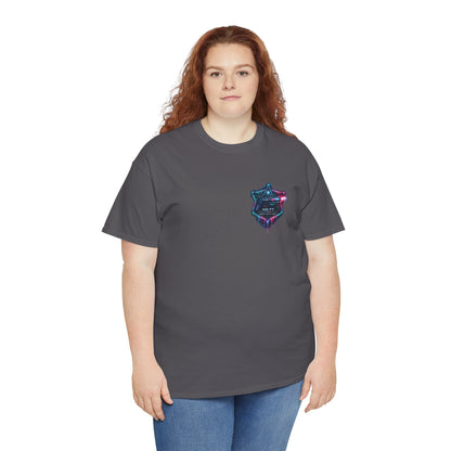Neon Outlaw Cyberpunk T-Shirt | Futuristic Bounty Hunter Graphic Tee, Sci-Fi Streetwear Shirt