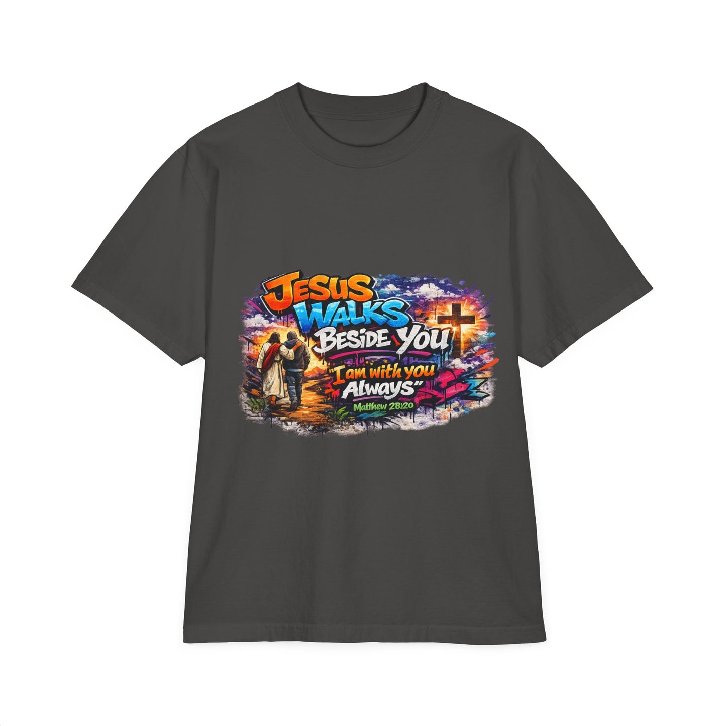 Jesus Walks Beside You T-Shirt — Christian Faith Graphic Tee