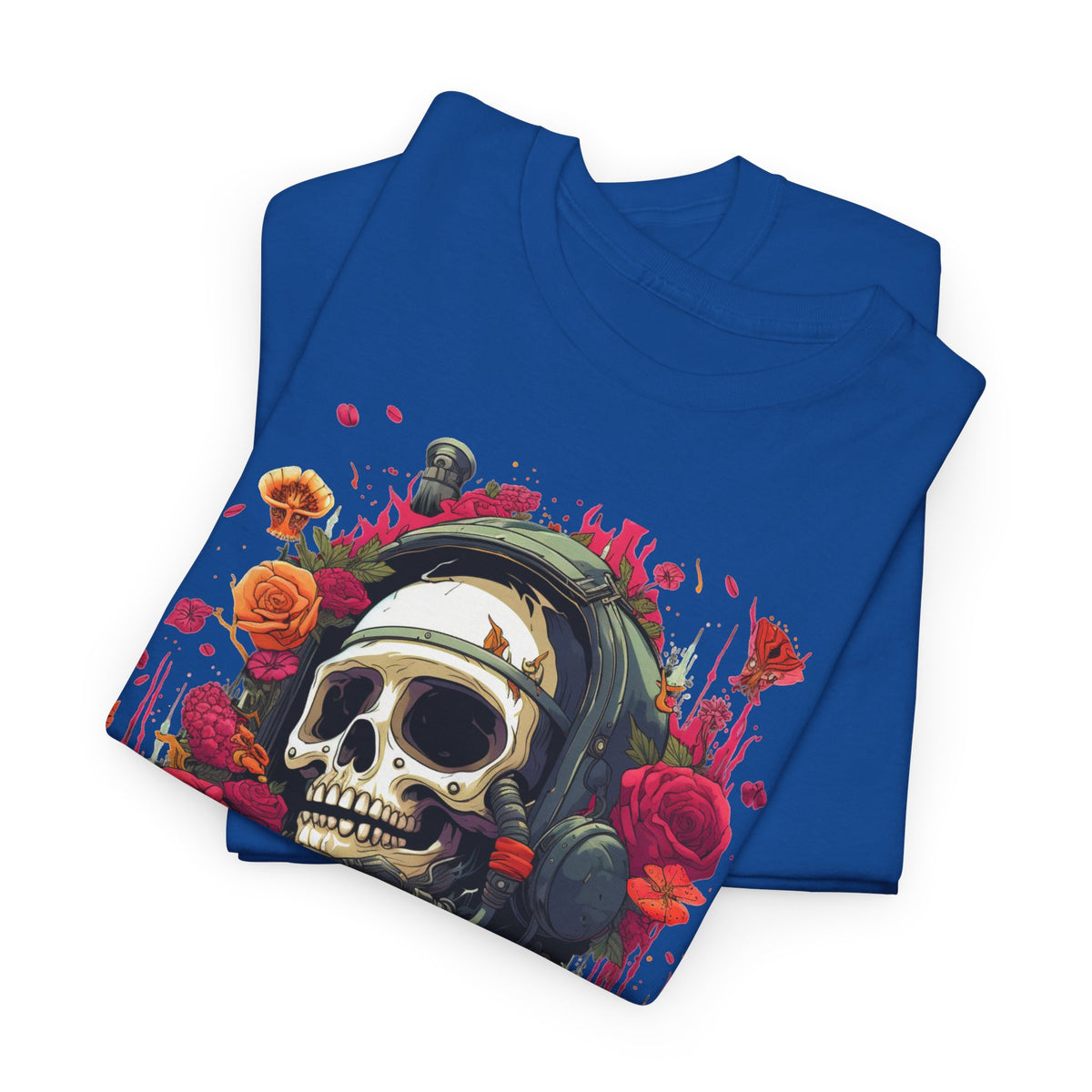 Floral Astronaut Skull Graphic T-Shirt - product view