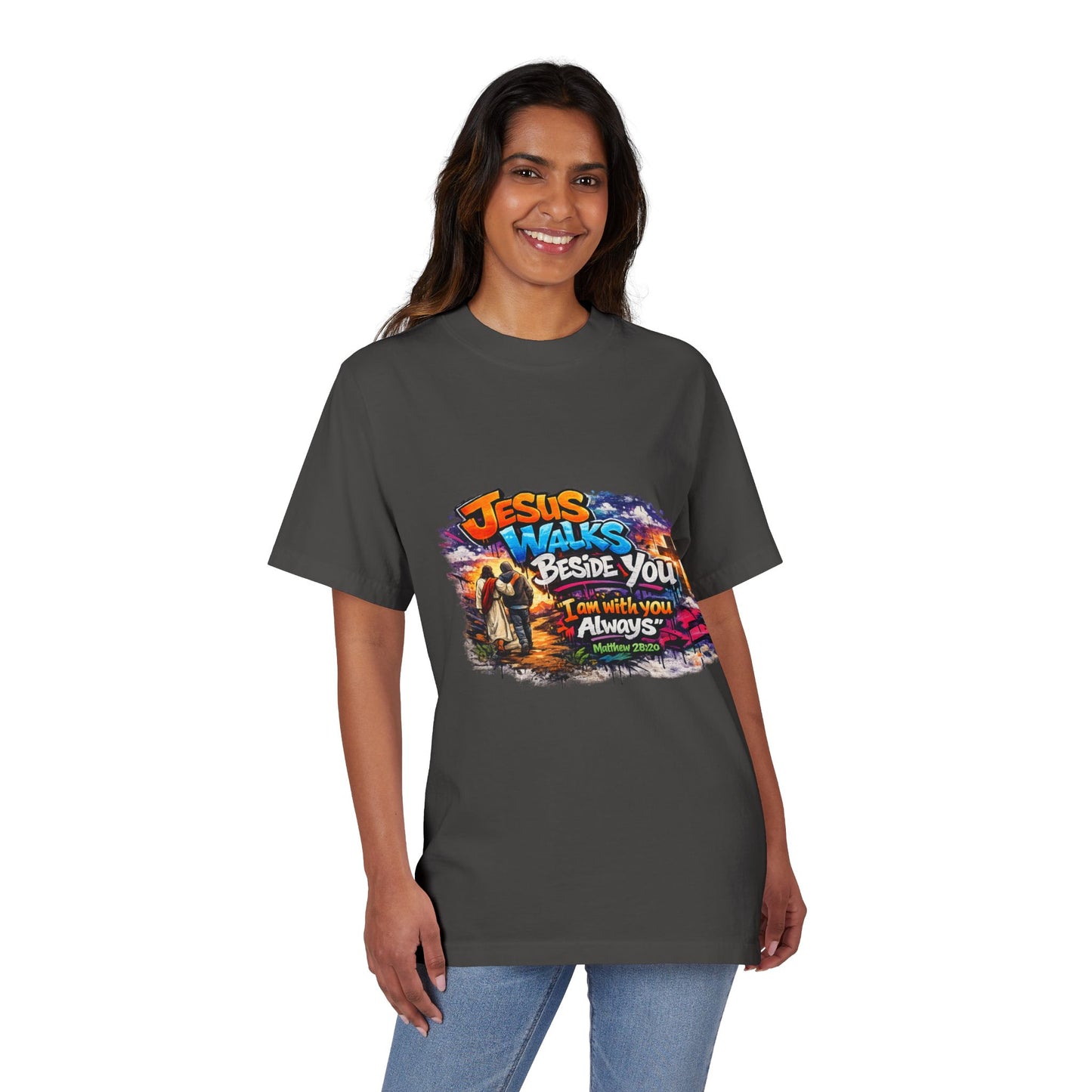 Jesus Walks Beside You T-Shirt — Christian Faith Graphic Tee
