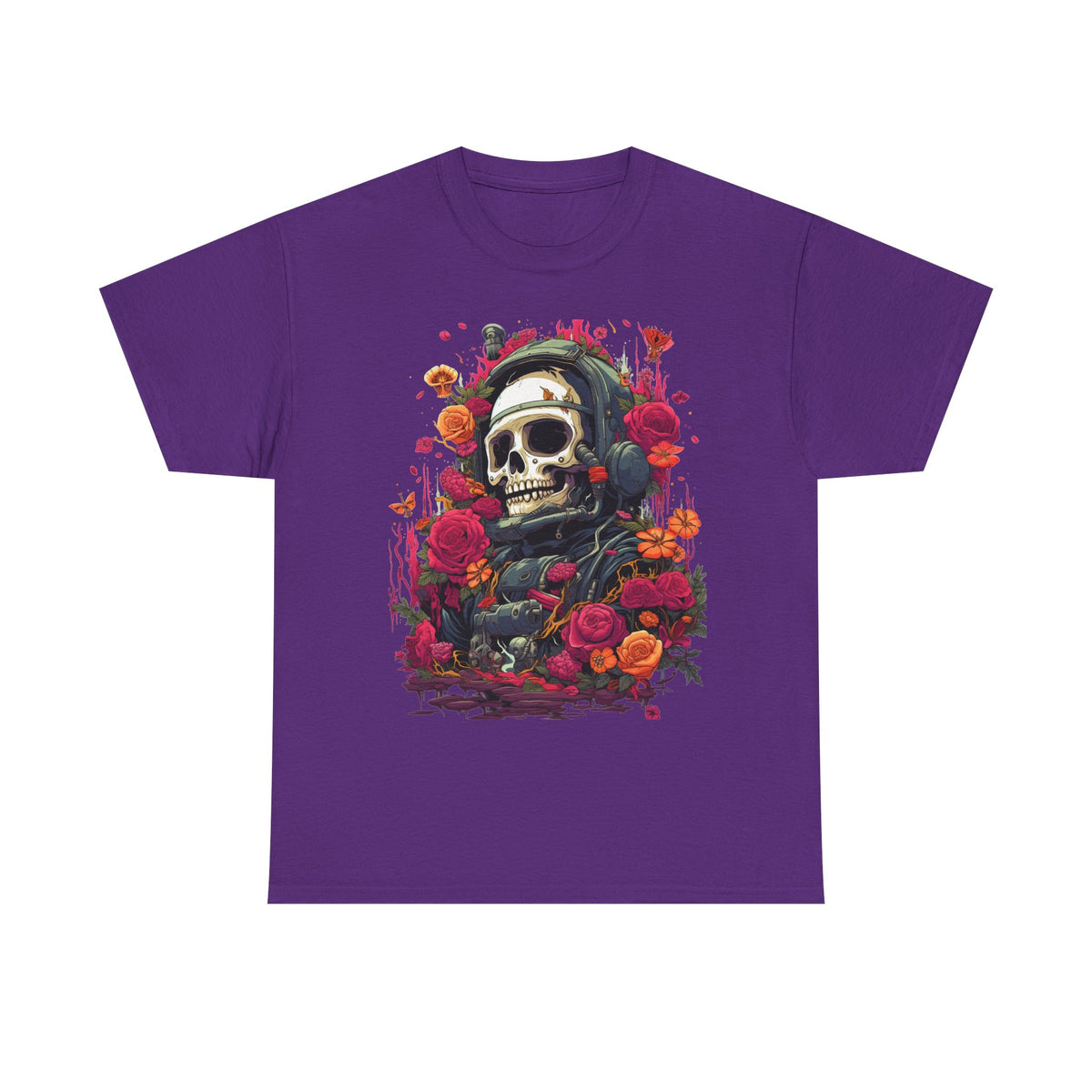 Floral Astronaut Skull Graphic T-Shirt - product view