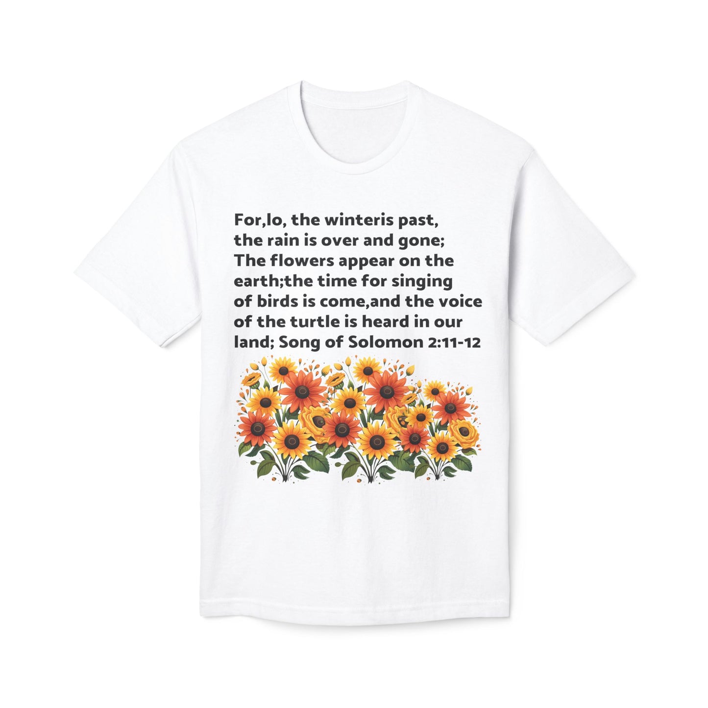 Sunflower Scripture T-Shirt — Song of Solomon 2:11-12 Floral Tee
