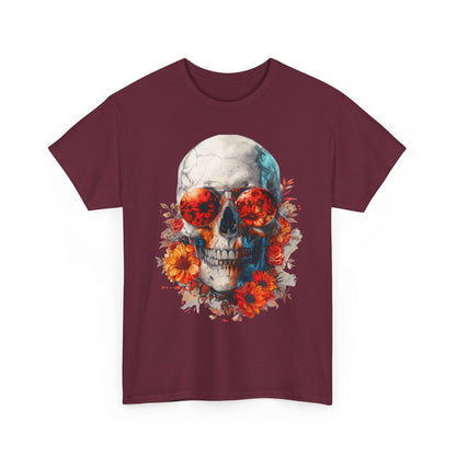 Floral Skull Sunglasses Graphic T-Shirt - product view