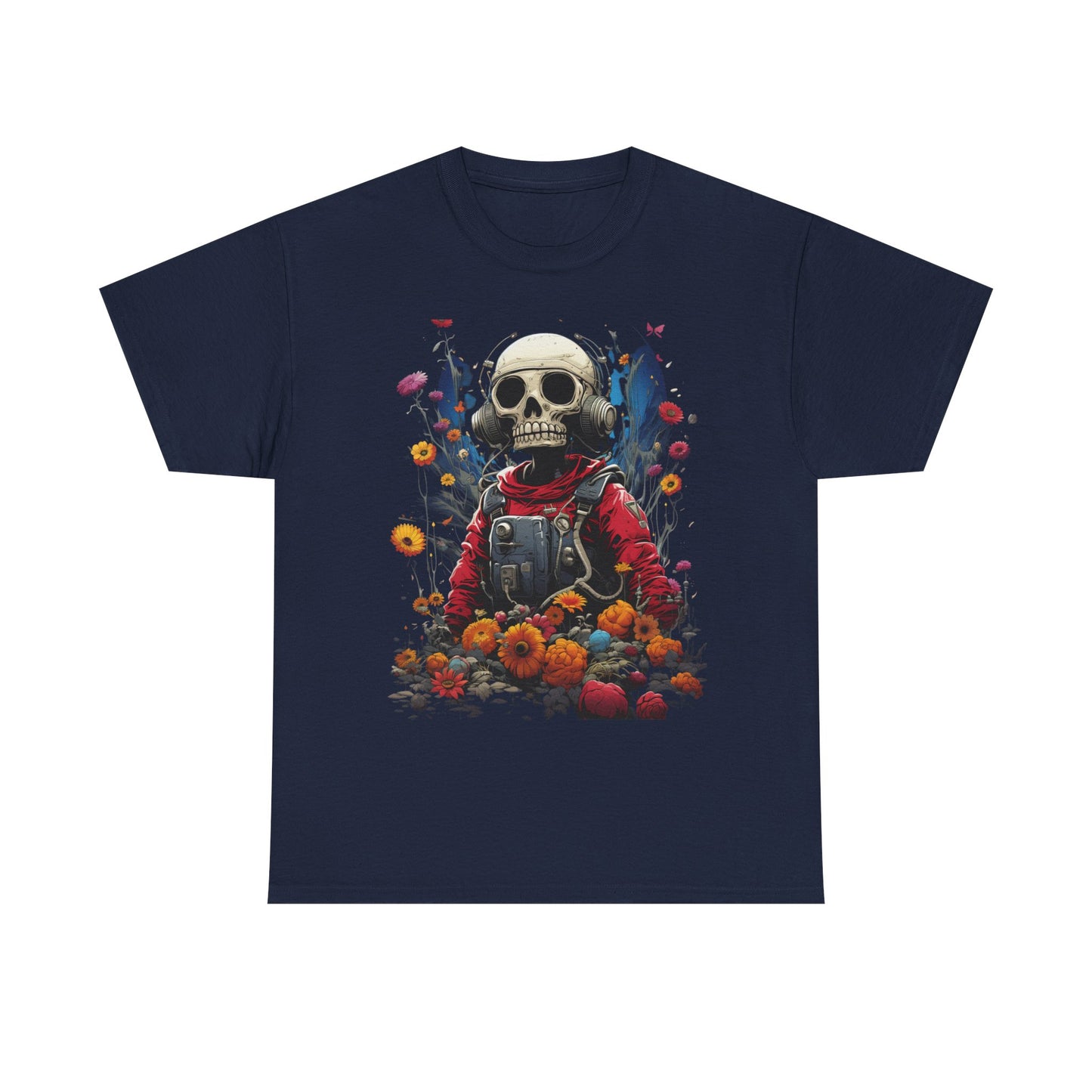 Skull Astronaut T-Shirt – Cosmic Death & Rebirth Graphic Tee, Space Skeleton Floral Shirt, Dark Aesthetic Streetwear
