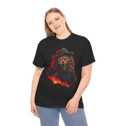 Lion Fire Tee — Fierce Flaming Lion Graphic T-Shirt