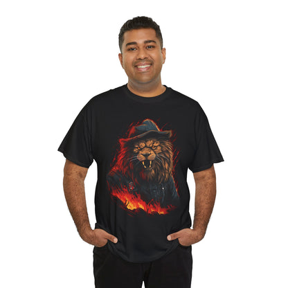 Lion Fire Tee — Fierce Flaming Lion Graphic T-Shirt