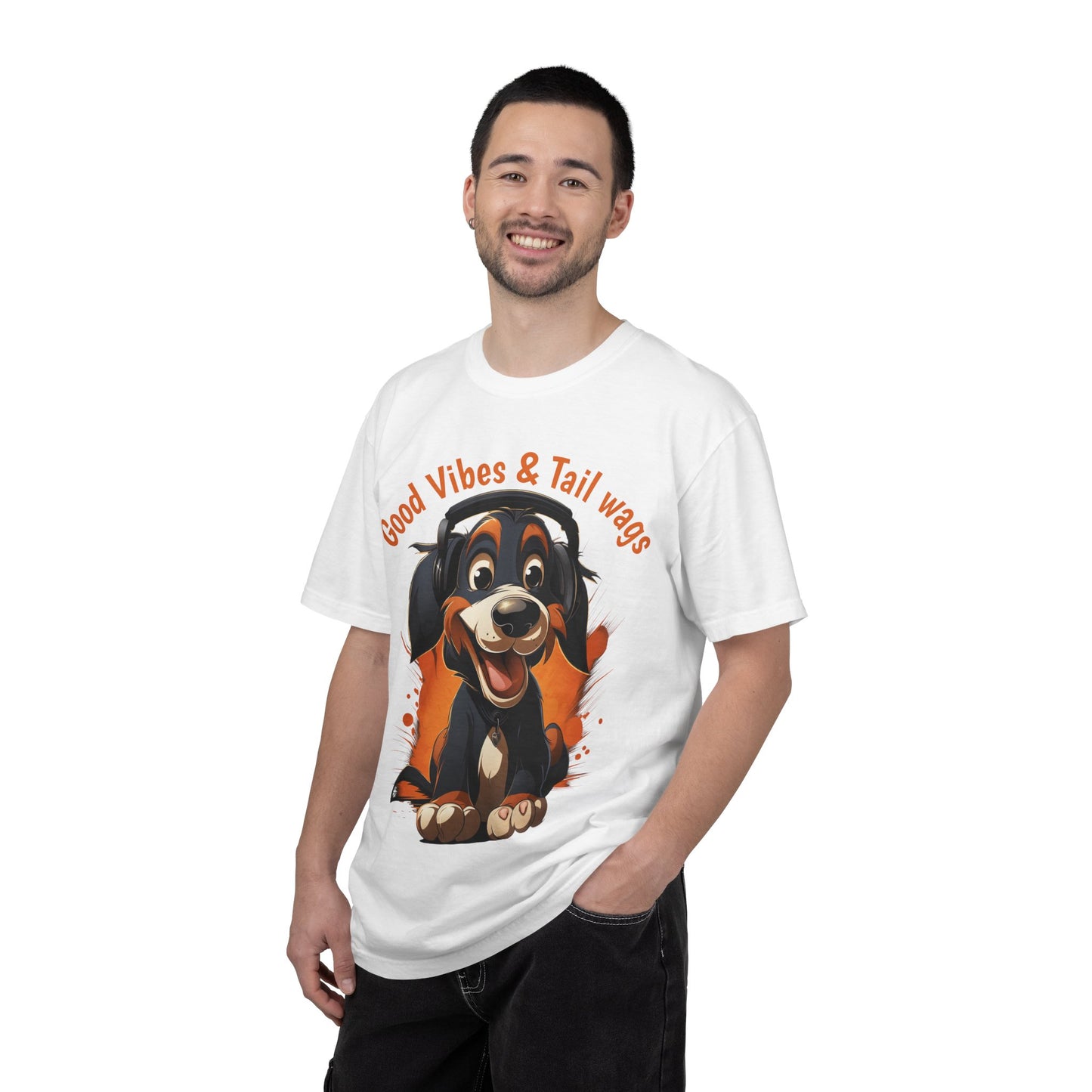 Good Vibes & Tail Wags T-shirt | Happy Cartoon Dog Design