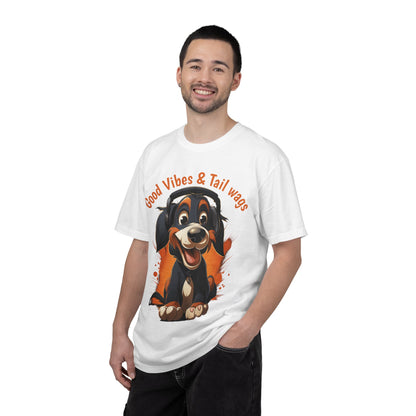 Good Vibes & Tail Wags T-shirt | Happy Cartoon Dog Design