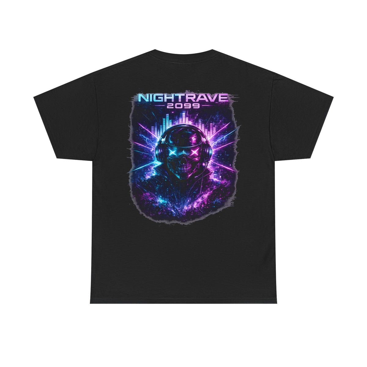 Nightrave 2099 Cyberpunk Skull DJ T-Shirt - product view
