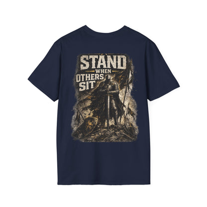 Stand Firm Shield T-Shirt — Patriotic Vintage Emblem Tee