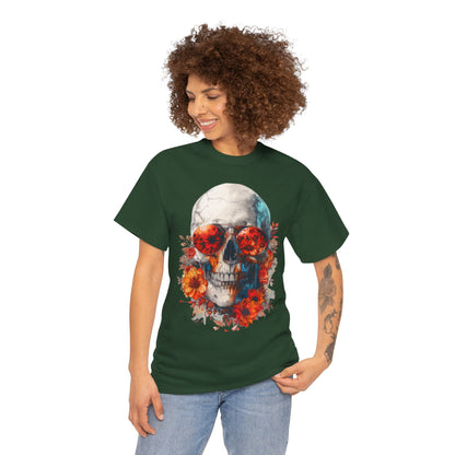 Floral Skull Sunglasses Graphic T-Shirt - product view
