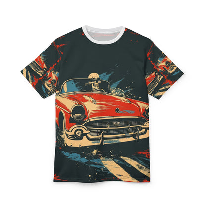 Red Convertible Skull Driver All-Over Print T-Shirt - product view