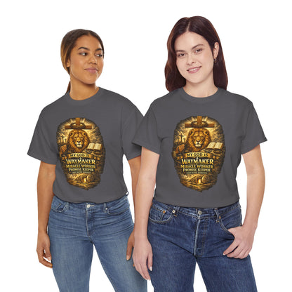 Christian Lion of Judah T-Shirt – Waymaker Miracle Worker Faith Shirt, Jesus Cross Graphic Tee, Bible Verse Religious Shirt, Unisex Christian Apparel