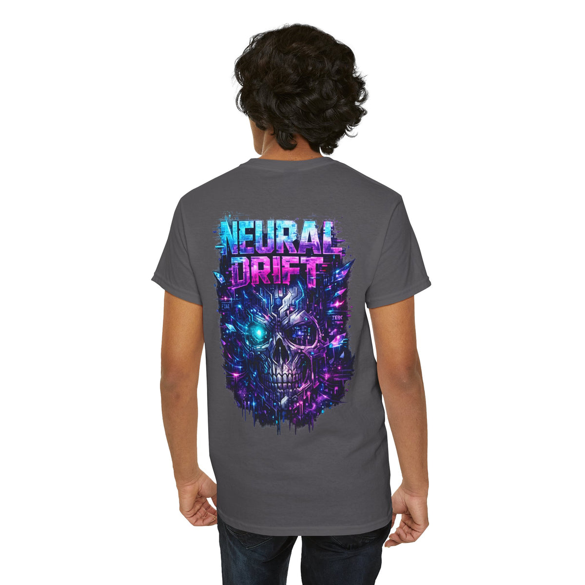 Neural Drift Cyberpunk Skull T-Shirt - product view