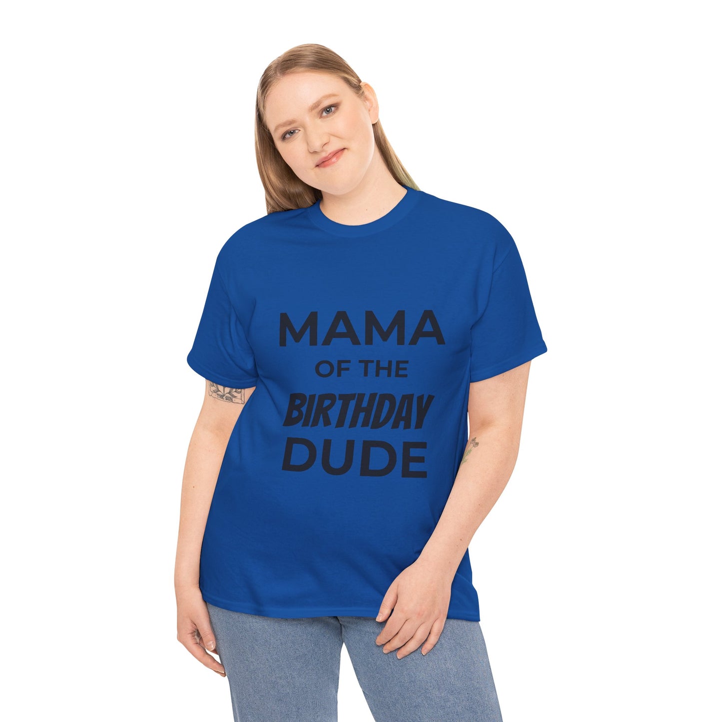 Mama of the Birthday Dude Unisex Heavy Cotton Tee, Birthday Gift Shirt, Mama Tee, Funny Mom T-Shirt, Family Celebration Shirt