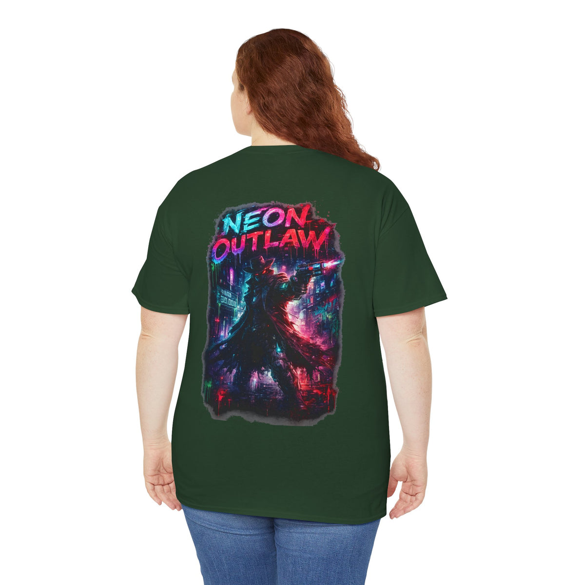 Neon Outlaw Cyberpunk Graphic T-Shirt - product view