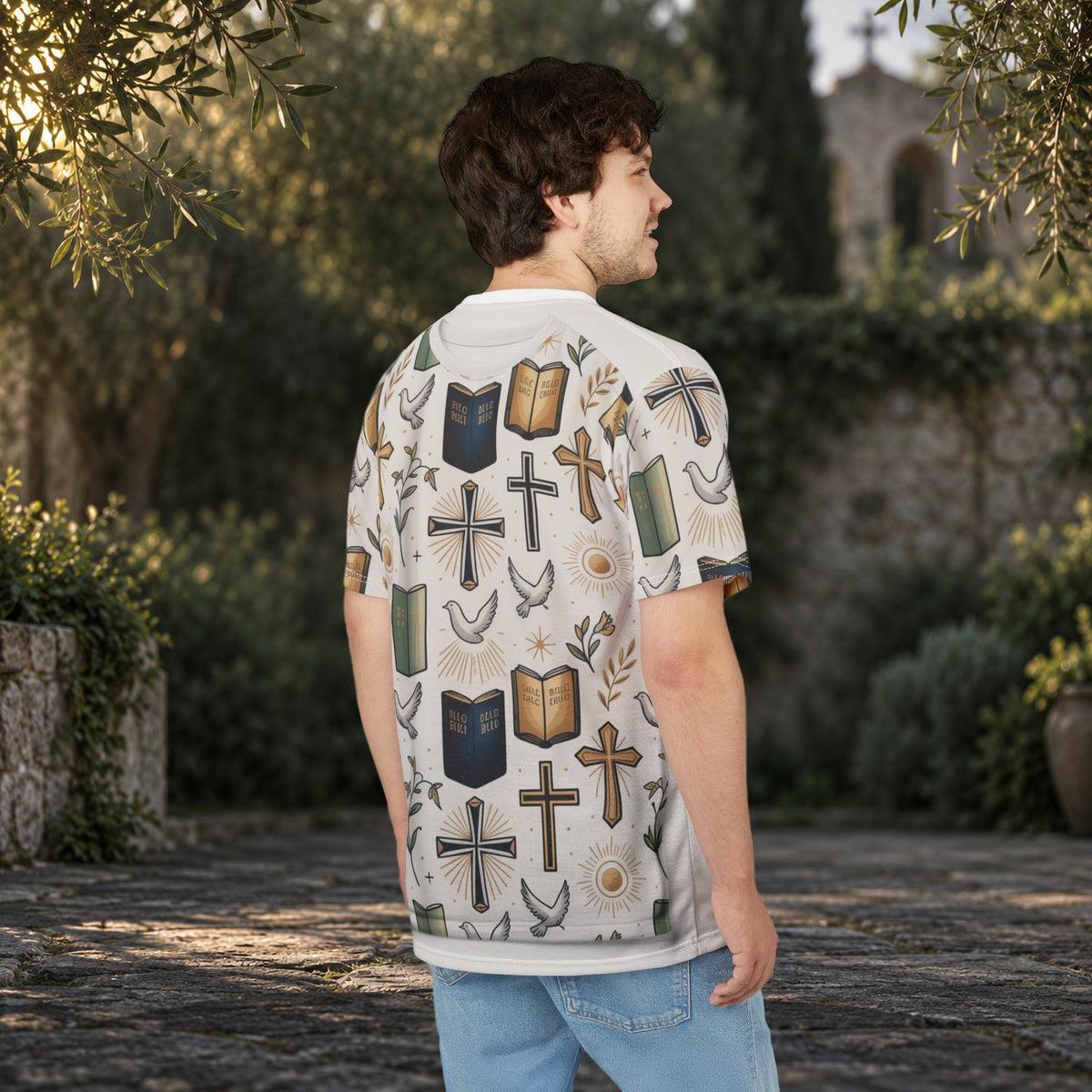 Christian Faith All-Over Print T-Shirt | Crosses & Doves - product view