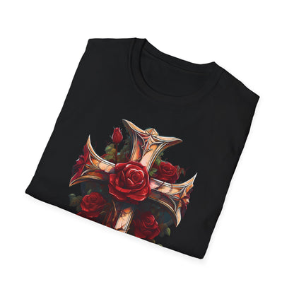 Cross & Roses T-Shirt —  Floral Christian Cross Shirt