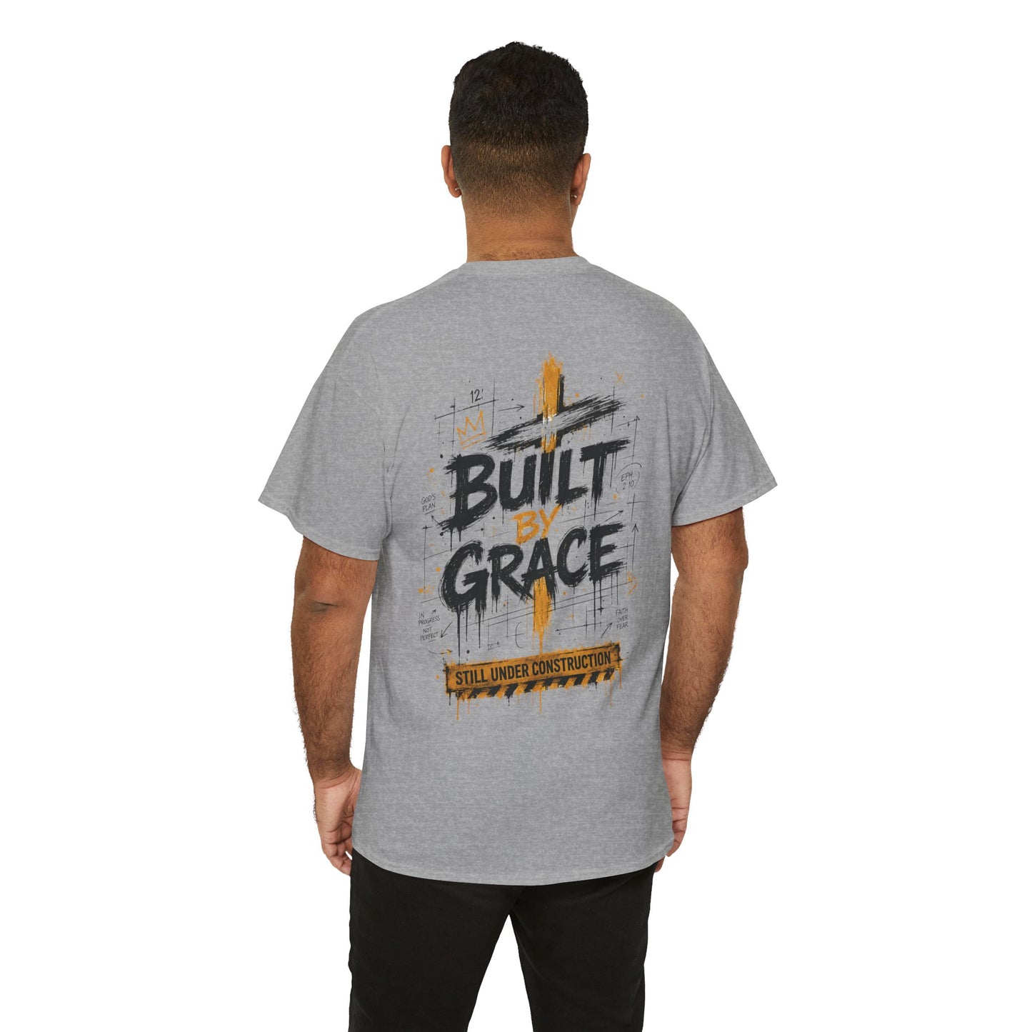 Built By Grace Christian Graphic T-Shirt | Still Under Construction Faith Streetwear Tee