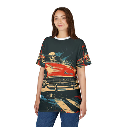Red Convertible Skull Driver All-Over Print T-Shirt - product view