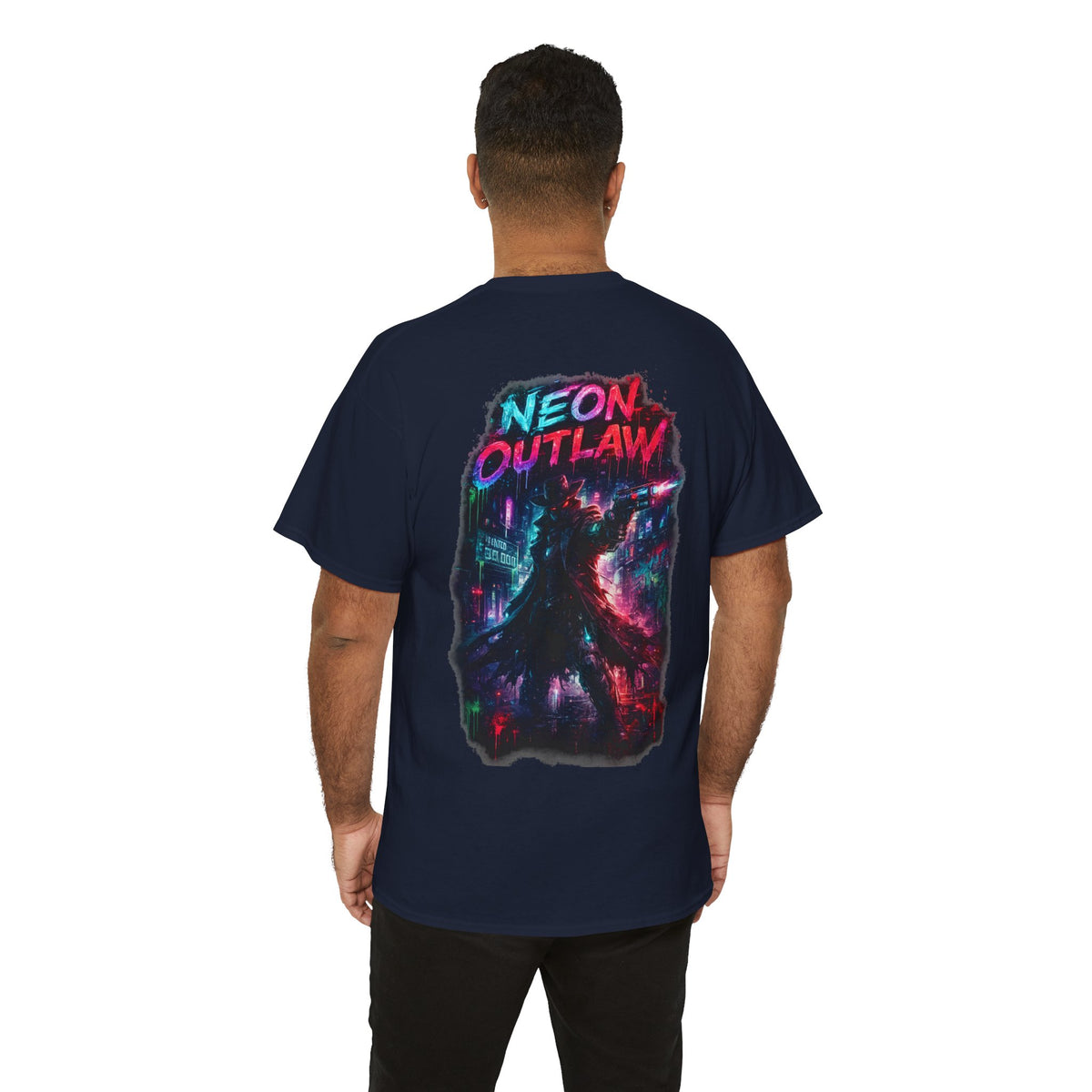 Neon Outlaw Cyberpunk Graphic T-Shirt - product view