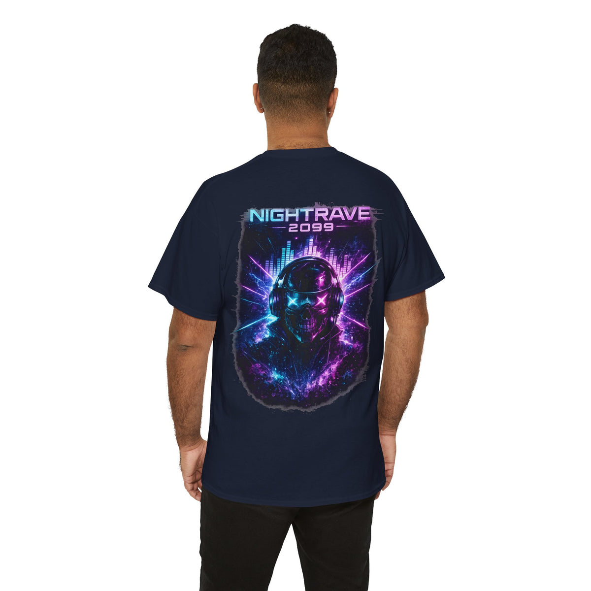 Nightrave 2099 Cyberpunk Skull DJ T-Shirt - product view