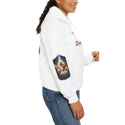 Christian Hoodie – "A Heart Divided Within Divine Grace" Religious Pullover with Angel Artwork