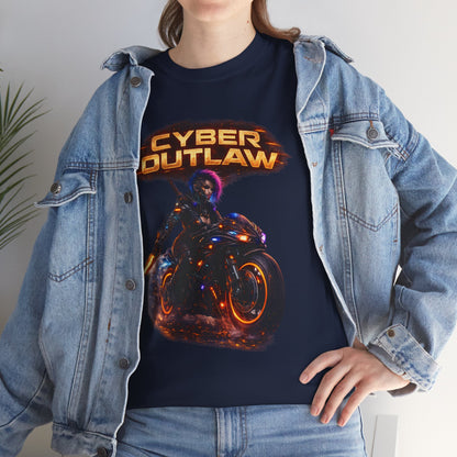 Cyber Outlaw Tee — Neon Biker Graphic T-Shirt