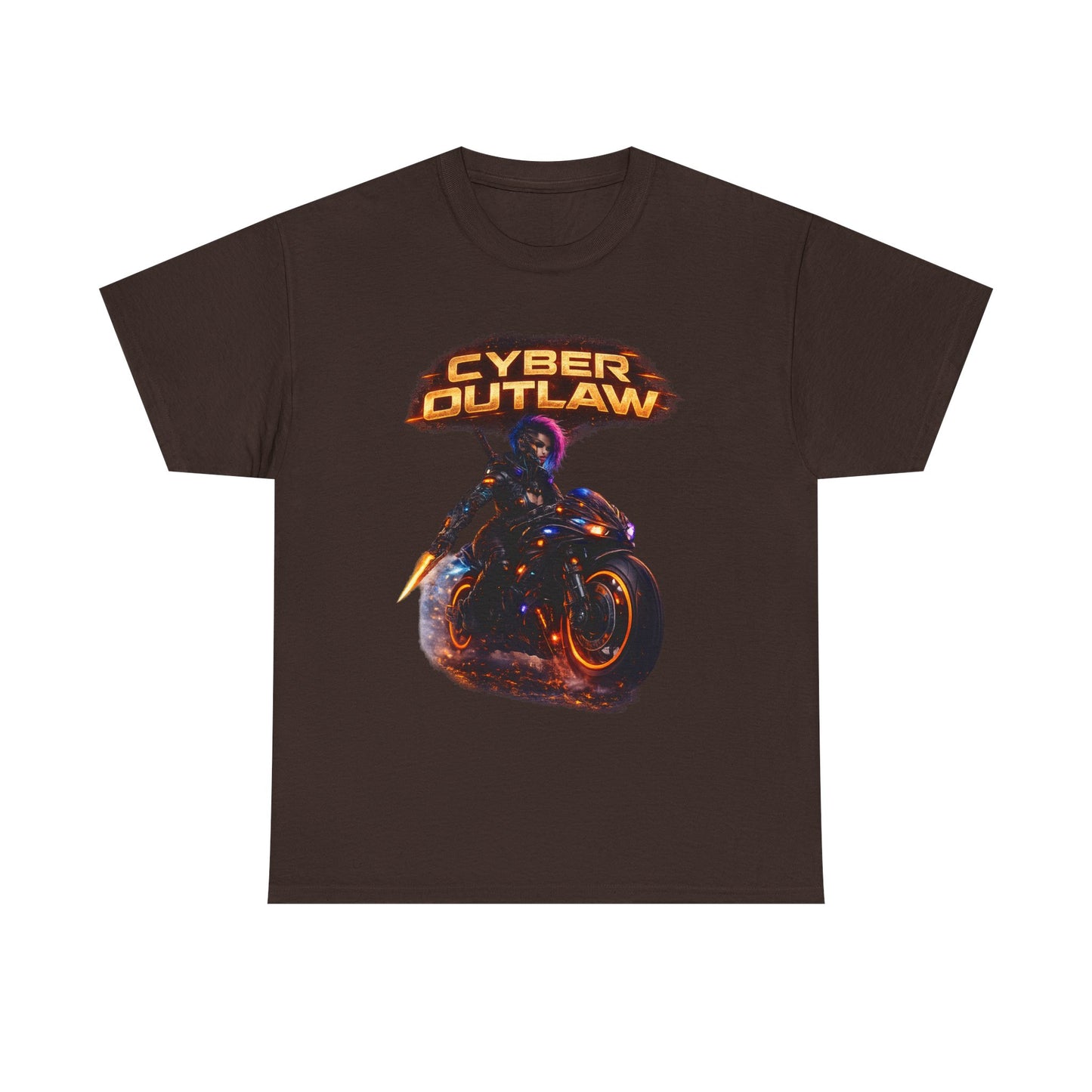 Cyber Outlaw Tee — Neon Biker Graphic T-Shirt