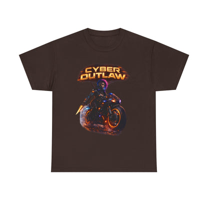 Cyber Outlaw Tee — Neon Biker Graphic T-Shirt
