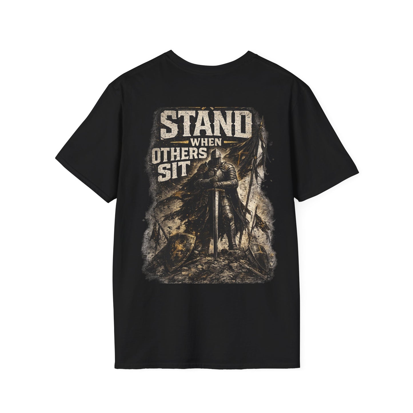 Stand Firm Shield T-Shirt — Patriotic Vintage Emblem Tee