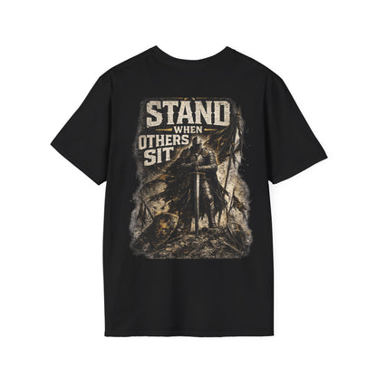 Stand Firm Shield T-Shirt — Patriotic Vintage Emblem Tee