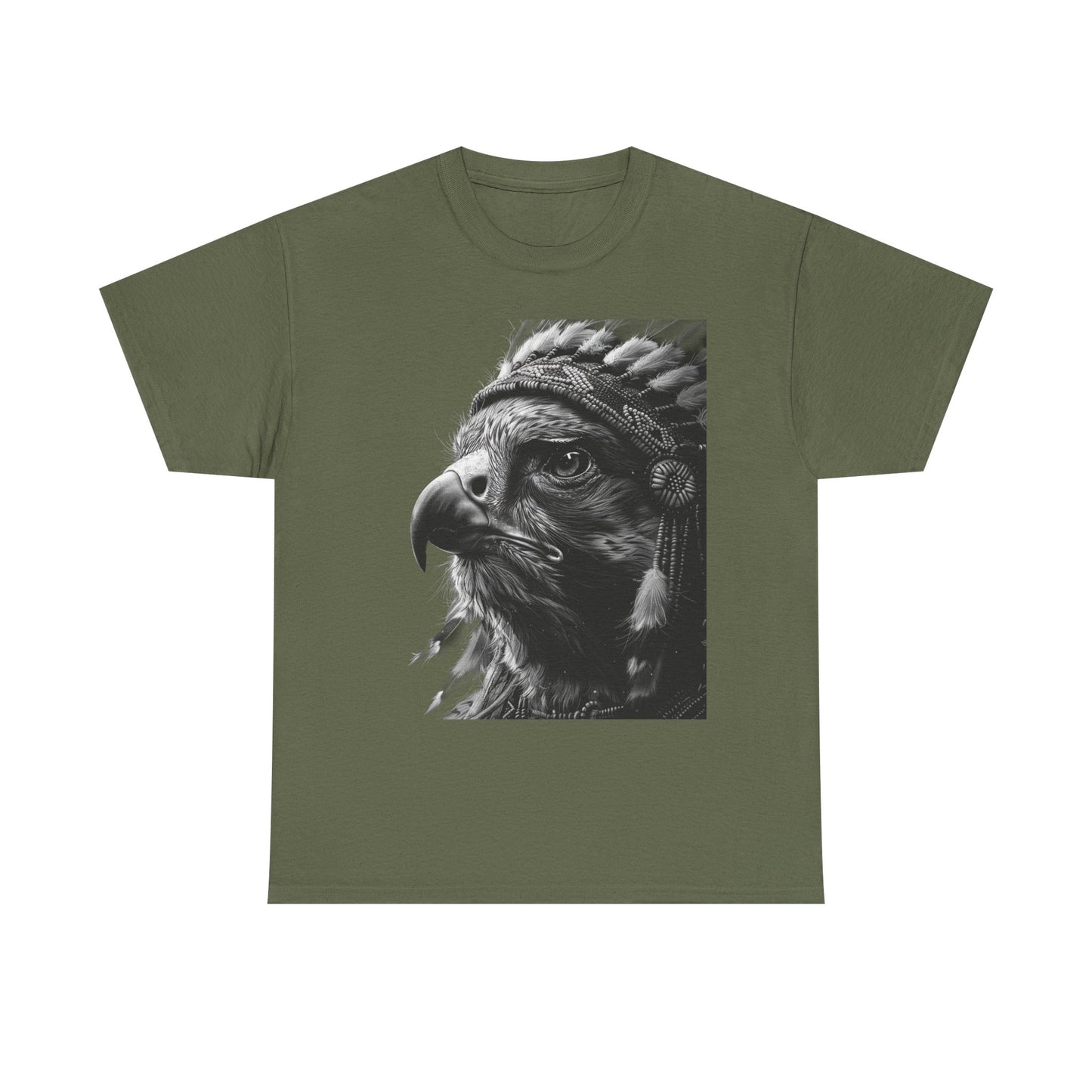 Native Spirit Eagle T-Shirt – Tribal Feather Headdress Bird Tee | Minimalist Wildlife Graphic Shirt | Black & White Artistic Eagle Tee