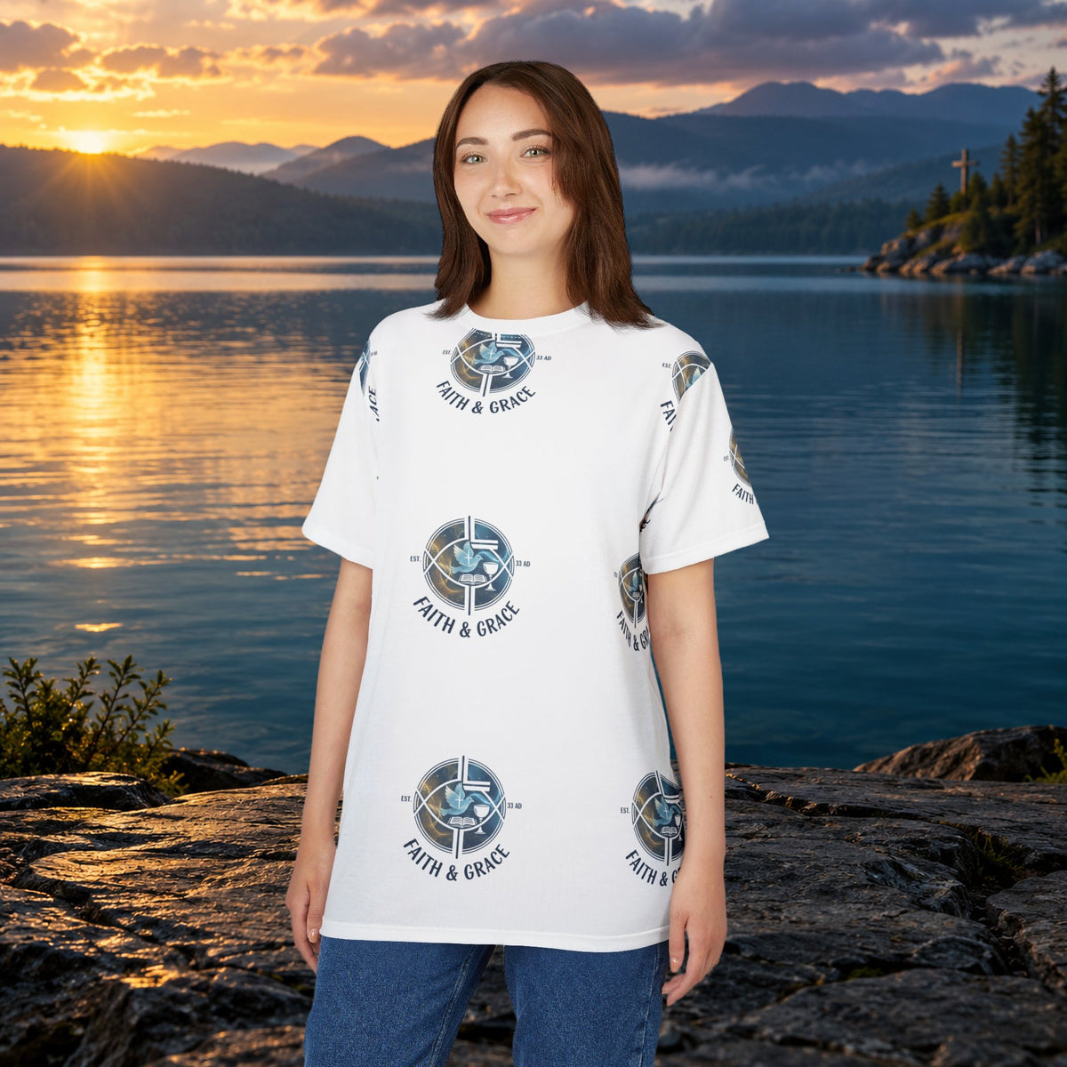 Faith & Grace All-Over Print T-Shirt - product view