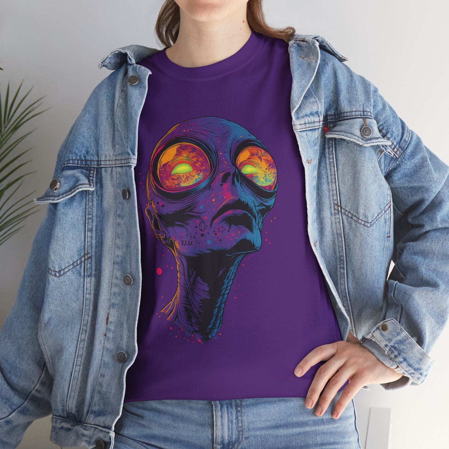 Psychedelic Alien Skull T-Shirt — Neon Trippy Space Art Tee