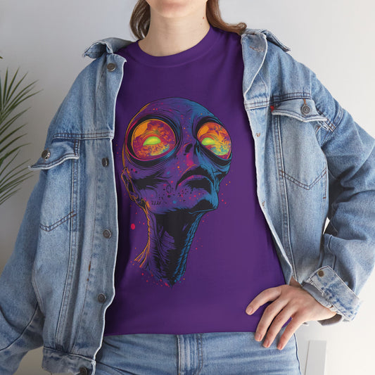 Psychedelic Alien Skull T-Shirt — Neon Trippy Space Art Tee