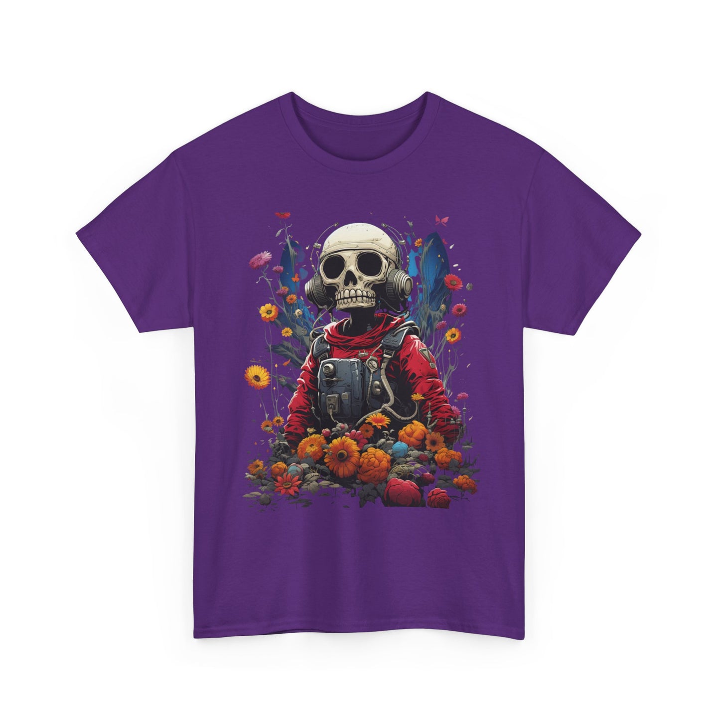 Skull Astronaut T-Shirt – Cosmic Death & Rebirth Graphic Tee, Space Skeleton Floral Shirt, Dark Aesthetic Streetwear