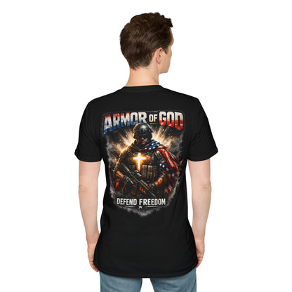 Armor of God Christian T-Shirt | Defend Freedom Faith Graphic Tee | Under His Protection Bible Shirt