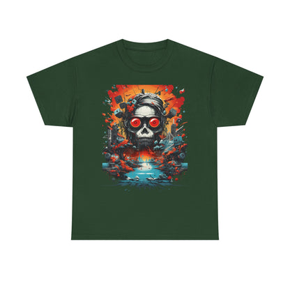 Skull Pilot Graphic Tee — Retro Apocalypse Aviation Design
