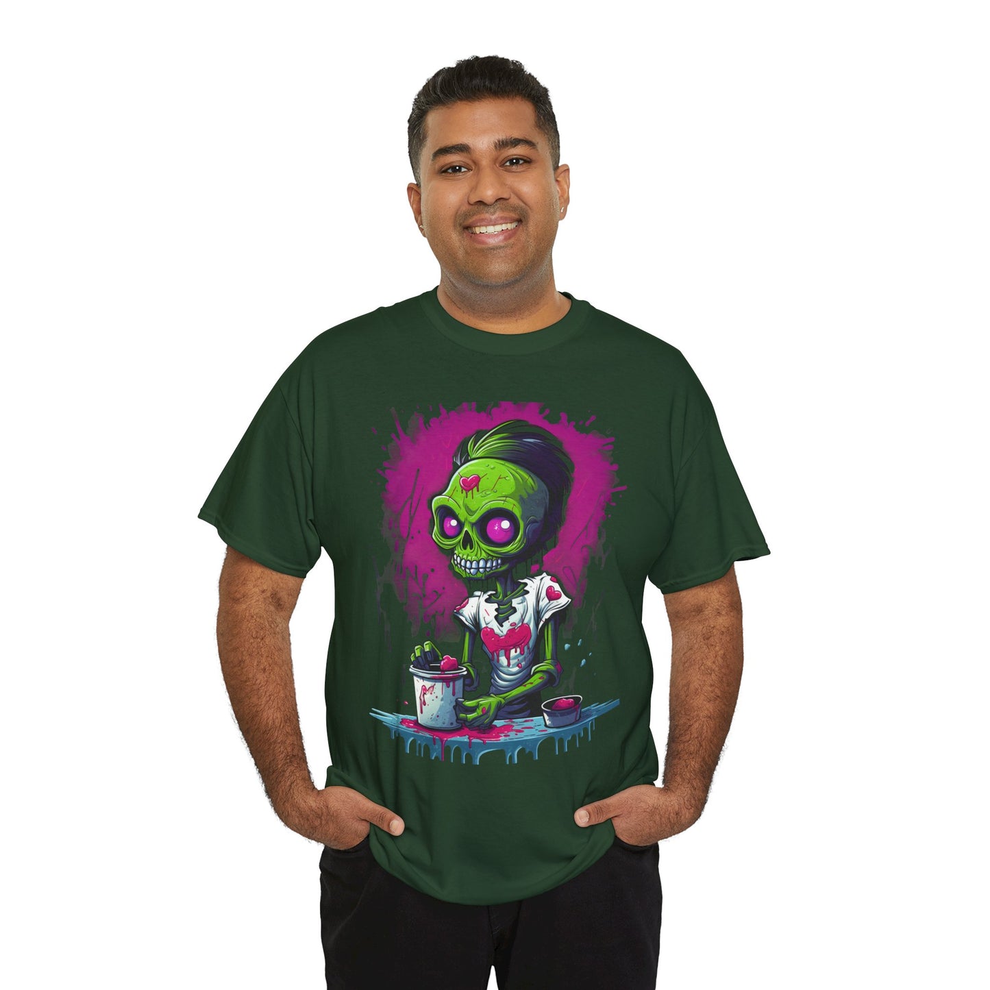 Zombie Chef T-Shirt — Neon Green Skull Cooking Graphic Tee