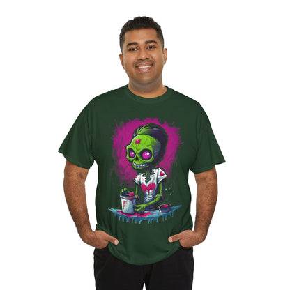 Zombie Chef T-Shirt — Neon Green Skull Cooking Graphic Tee