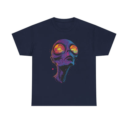 Psychedelic Alien Skull T-Shirt — Neon Trippy Space Art Tee