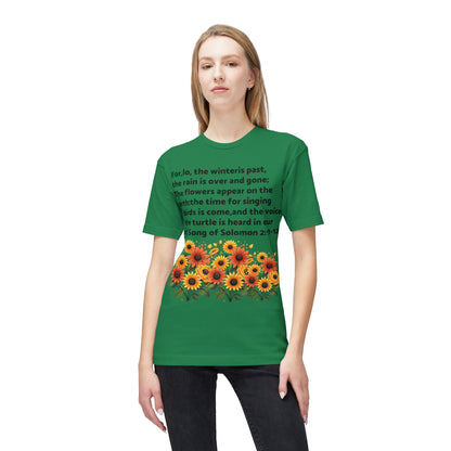 Sunflower Scripture T-Shirt — Song of Solomon 2:11-12 Floral Tee