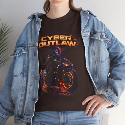 Cyber Outlaw Tee — Neon Biker Graphic T-Shirt